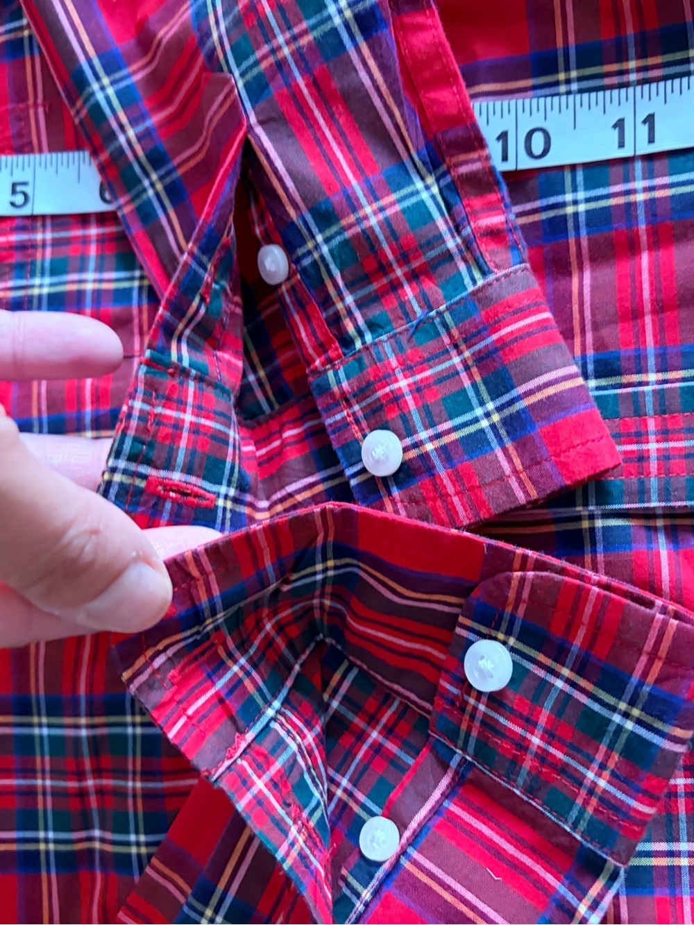 Janie and Jack Boys Red Plaid Poplin Long Sleeve Button Down Shirt, Size 4 - Picture 10 of 10